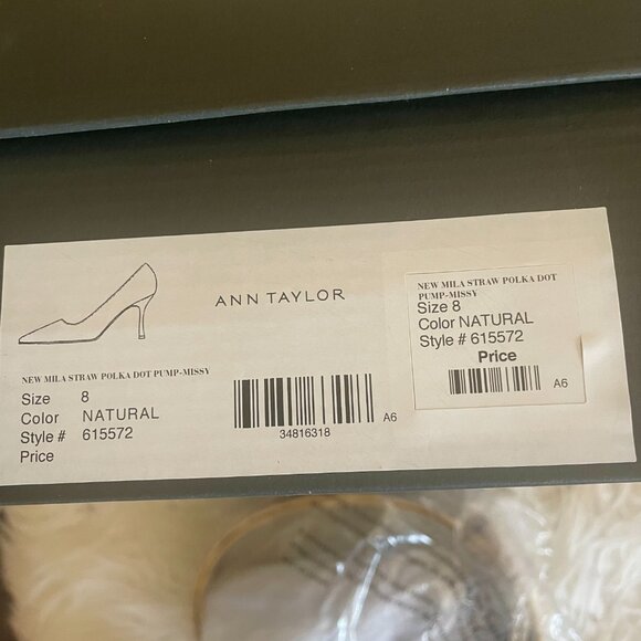 ANN TAYLOR NEW IN BOX-Mila Polka Dot Straw Size 8 - Picture 2 of 7